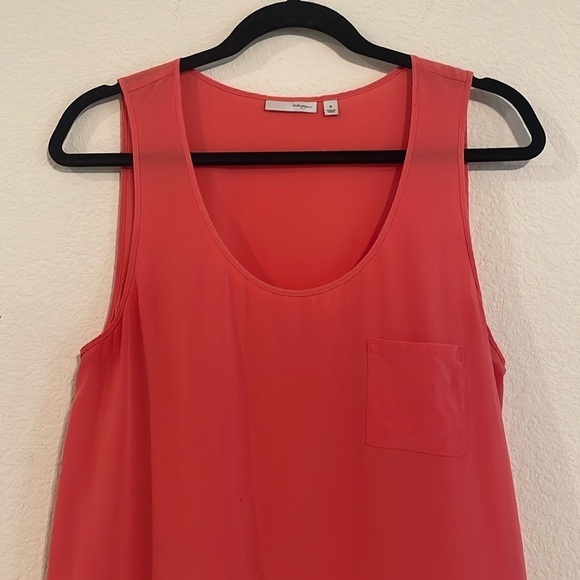 Halogen Women’s Tank Top Medium Pink 100% Silk Lightweight Tie Waist Coastal - Picture 3 of 11